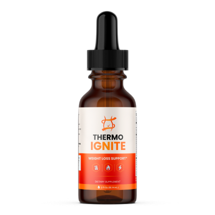 Thermo Ignite Drops bottle with former black and flame label